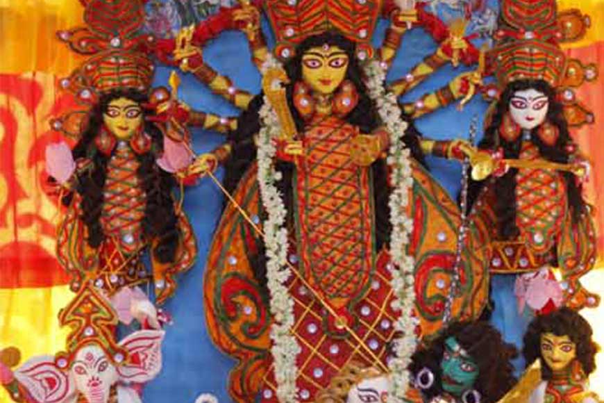 Meet 9-year-old Ayush Nandi of Bagbazar, who made an exceptional Durga with paper