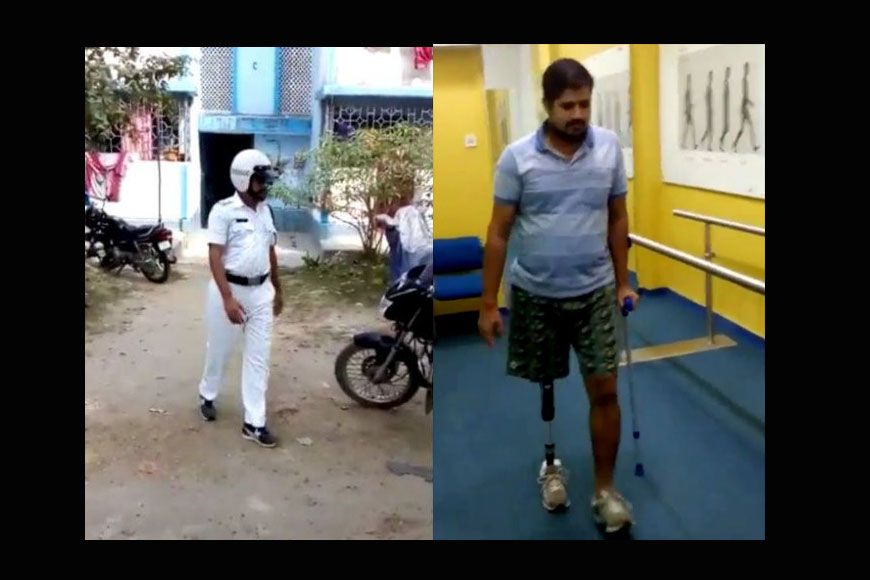 Braveheart Kolkata traffic cop with a prosthetic leg!