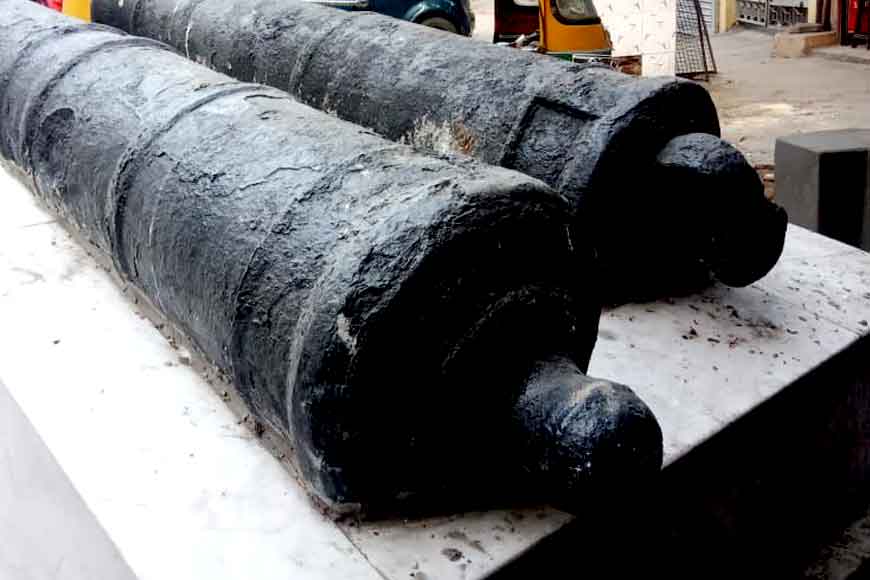 Two British era cannons lying in neglect restored by PKG