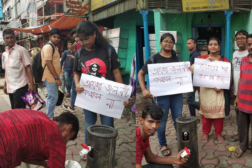 Two college students mend broken street taps with pocket money to save water!
